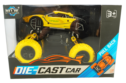 OFF Road 4 WD Conquer Yellow - Pull Back Die-Cast