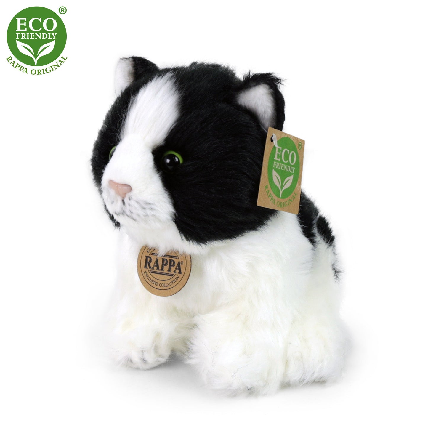 Plush black-white cat 17 cm