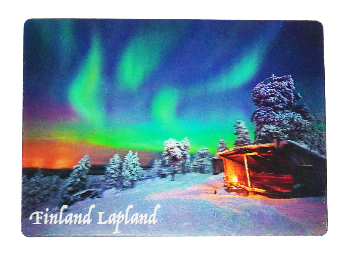 Northern lights cabin 3D magnet