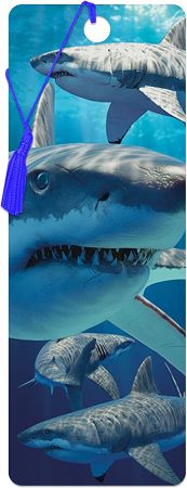 3D LiveLife Bookmarks - Great White Sharks